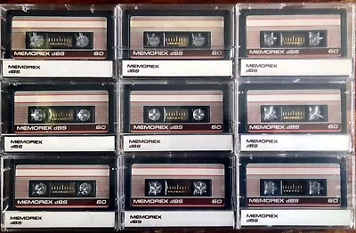 NINE C60 Audio Cassette Tapes (MEMOREX DBS) Please See Description • £17.99