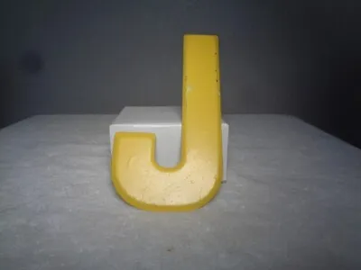 Vintage Metal 7.5  Tall Marquee Letter J Chipped Yellow Paint  • $20