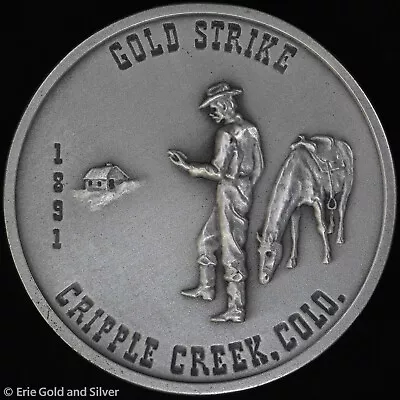 1971 Cripple Creek Co Gold Strike Bob Womack .999 Silver Medal W/ Box • $69.95
