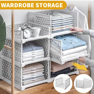 Stackable Wardrobe Clothes Storage Drawer Basket Box Bedroom Bathroom Organizer • £5.99