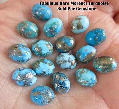 Old Mine Morenci Turquoise With Pyrite Cabochon 7mm X 9mm Oval 1 Gemstone • $8.24