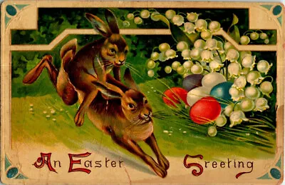 An Easter Greeting Postcard. Rabbits. • $3.40