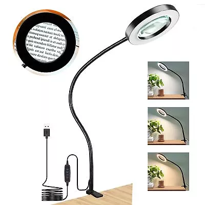 10X Magnifying Glass With Light And Clamp 3 Color Modes Stepless Dimmable Li... • $29.86