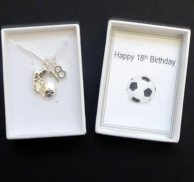 Football Fan Birthday Necklace 13th 16th 18th 21st Gift Happy Birthday • £7