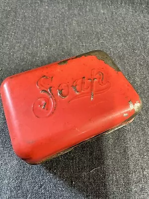 Vintage Antique Aluminum Metal Hinged Embossed Soap Box Container Travel Case • $22