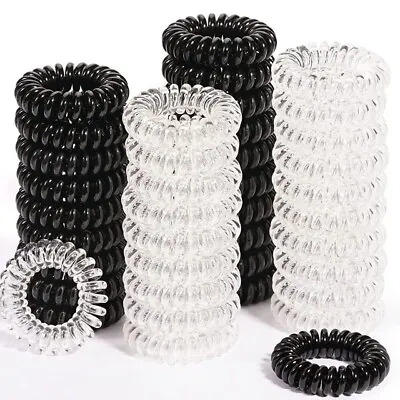 10 Hair Bobbles Spiral Coil Elastic Tie Wired Bands Stretchy Plastic Tangle Free • £2.93