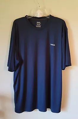 Reebok Men's Size 2XL Short Sleeve T-Shirt With Reebok Logo Navy Blue EUC • $9.25