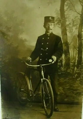 Antique Postcard Real Photo C 1910 Belgian Policeman Bicycle RPPC Gendarme Bike • $15.60