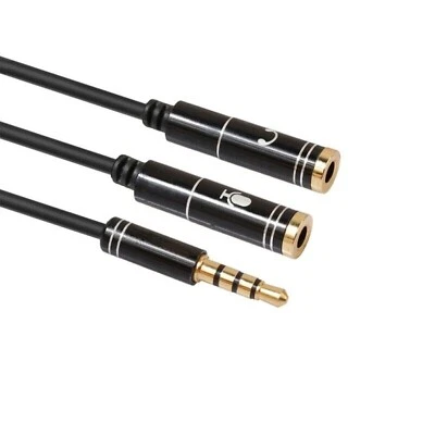 £2.99 • Buy Headset Adapter Y Splitter 3.5mm Jack Cable PS4 Xbox One Mic Audio Headphone UK
