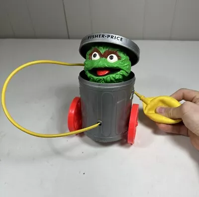 Vintage Fisher-Price Oscar The Grouch #177 Muppets Pop-Up Pull Toy 1977 WORKS • $17.99