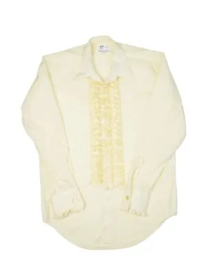 Vintage After Six Ruffle Tuxedo Dress Shirt Mens M4 Yellow Long Sleeve • $54.94