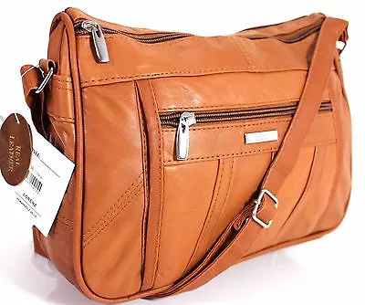 Ladies Leather Bag Lorenz Organiser Handbag Shoulder Overbody Multi Colours • £16.99