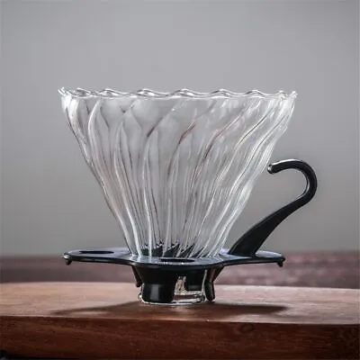 Coffee Filter V60 Heat-resistant Glass Coffee Filter Holder Dripper Coffee Maker • £12.99