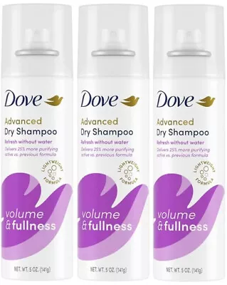 (Lot Of 3) Dove - Dry Shampoo - Volume & Fullness Cans Refresh - 5 Oz Each. • $15.95