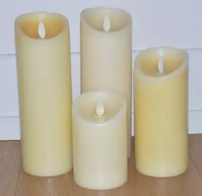 Lot Of Luminara Cream Wax Flameless Battery Operated Candle Set 8  8  6  & 4  • $39.99