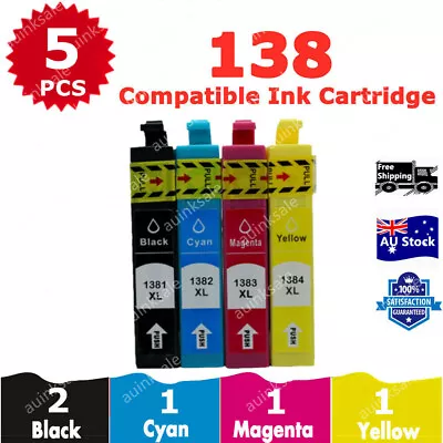 5x Non-OEM 138 T138 T1381 Ink Cartridge For Epson Workforce WF 320 435 845 7510 • $15.80