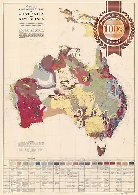 $17.95 • Buy Geological Map Of Australia 1952 Vintage Aus Wall Chart Print Premium Poster