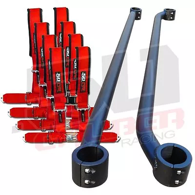 Can Am Clamp-on Roll Cage Harness Bar Kit Red 4 Point Belts Commander MAX XRS • $679.95