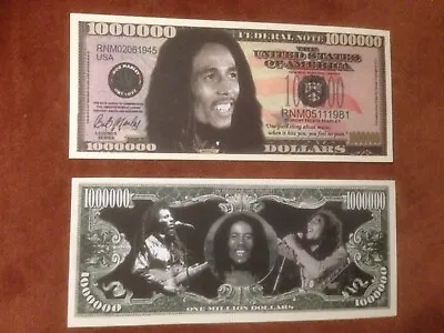 Two Bob Marley One Million Dollars Double Sided Novelty Banknotes. • £1.95