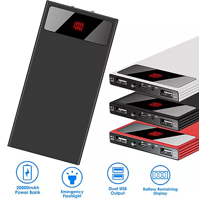 $17.48 • Buy Ultra-thin Portable External Battery Huge Capacity Power Bank 20000mAh Charger