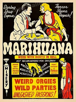 Marijuana 1930s Smoking Reefer Madness Vintage Style Movie Poster - 18x24 • $13.95