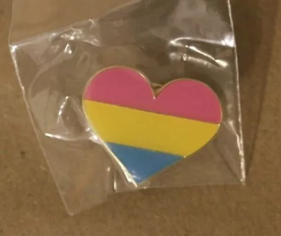 Pan Pansexual Pride Flag Heart LGBT Pink Yellow Blue Metal & Enamel Lapel Pin  • $6.99