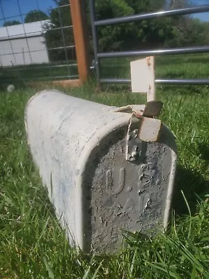 Vintage Mailbox Metal Rural Farm Country Rustic Old Galvanized Metal White • $119