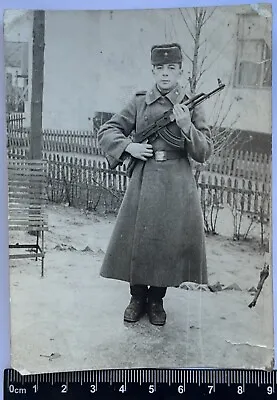 Affectionate Handsome Young Man Attractive Guy Soldier With Weapon Old Phot#1298 • $11.99