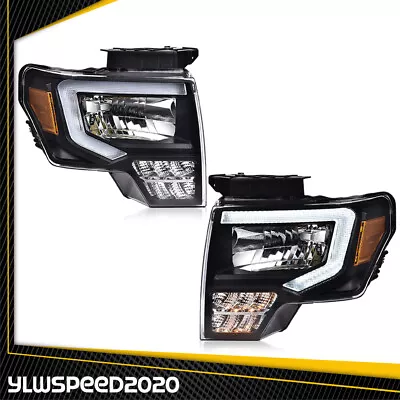 LED DRL Projector BLACK HEADLIGHT LAMPS AMBER CORNER FIT FOR 2009-14 FORD F150 • $141.81