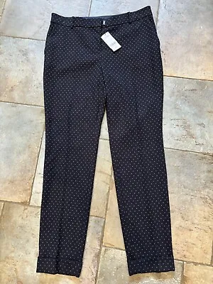 Next Tailoring Ladies Stretch Trousers Black With Bronze Print Size 16 Tall BNWT • £17.99