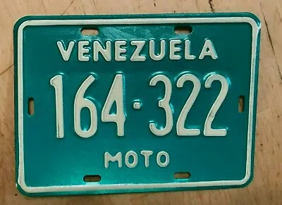 1990's  Venezuela Moto Motorcycle Cycle  License Plate   164 322   South America • $32.99