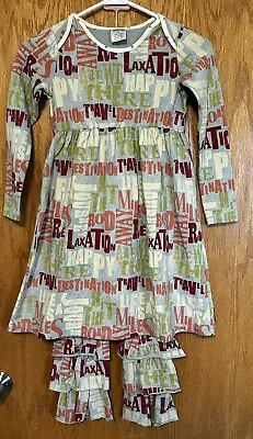 Matilda Jane Girls Field Trip Jumping Wendy Dress And Ruffled Pants Size 10 • $45