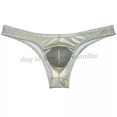 Men Shiny Metallic Cheeky Briefs Underwear Male Pouch Posing Trunks Underpants • $8.92