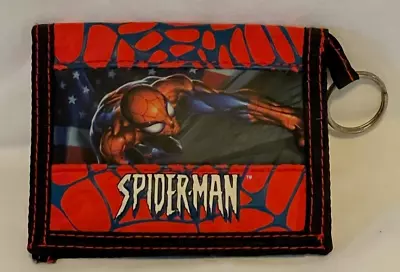 Spiderman Nylon Wallet 2003 With Keyring Marvel Hook And Loop Closure • $17.95