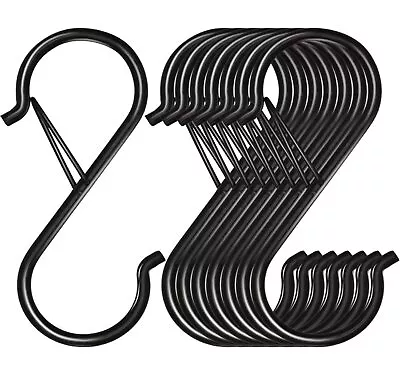 8 Pack S Hooks For Hanging 3.5 Inch Heavy Duty Metal S Hooks With Safety Buckle • $9.99