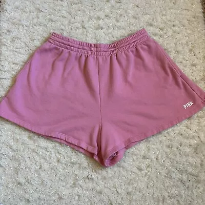 PINK Victoria’s Secret Dreamy Pink Logo Large Campus Sweat Shorts VS 3 In Inseam • $15.99