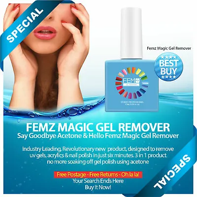 £0.99 • Buy Femz Gel Polish Burst Magic Soak Off Remover Removes Gel & Nail Polish 6 Minutes