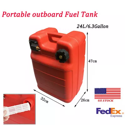 6.3Gallon Portable Gas Can Fuel Tank W/Connector For Marine Outboard 24L US • $61.75