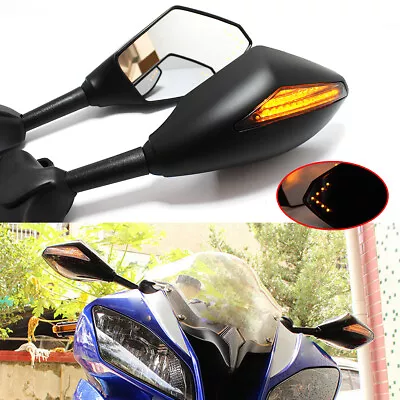 LED Mirrors Rearview Turn Signal Matt For Yamaha FZ6R YZF R6 R6S 600 FZR600 1000 • $39.43