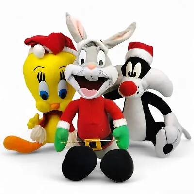 Christmas Plush Looney Tunes Bugs Bunny Tweety Sylvester Santa Vintage VTG 90s • $39.95