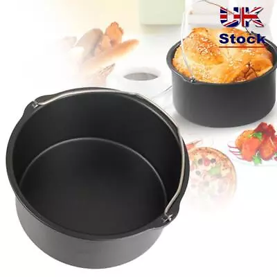 Air Fryer Accessories Baking Tray Non Stick Cake Mold Roasting Basket Pan Round • £7.08