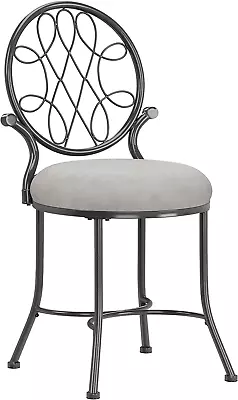 Hillsdale O'Malley Vanity Stool With Spiral Pattern Design Metallic Gray • $67.99