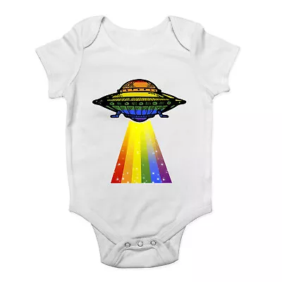 UFO Pride Baby Grow Vest LGBTQ+ Gay Alien Parade Rainbow Bodysuit Boys Girl Gift • £5.99