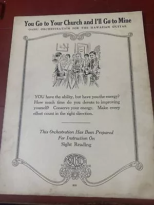 Vtg You Go To Your Church And I'll Go To Mine Oahu Hawaiian Guitar Sheet Music • $19.99