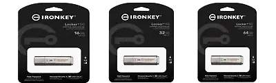 Kingston IronKey Locker+ 50 USB A USB 3.2 Flash Drive 16/32/64 GB • £33.99