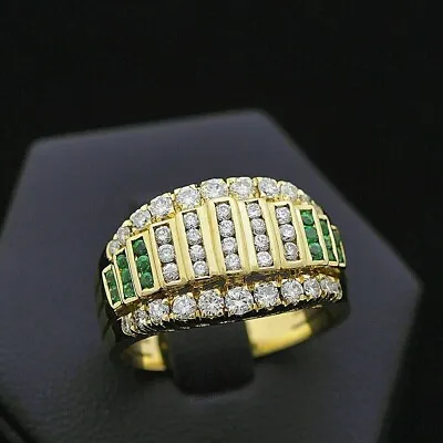 14k Yellow Gold Plated 2.25 Ct Round Cut Natural Emerald Mens Engagement Ring • $178.49