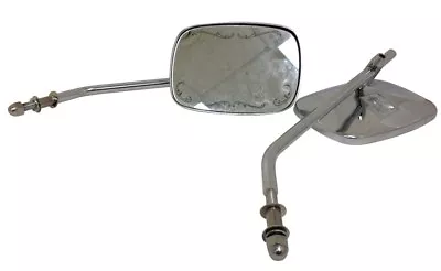 Universal Chrome Motorcycle Mirrors Set 8  Stem Harley Honda Mini Bike Chopper • $17.96