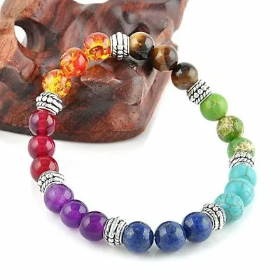£3.99 • Buy 7 Chakra Crystals Bracelet For Women Healing Anxiety Beaded Bracelets Pray Gifts