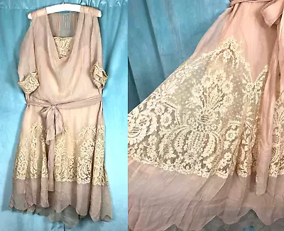 Study Display Repurpose Silk Fancy Lace Flapper 20s Dress 1920s • $49.99