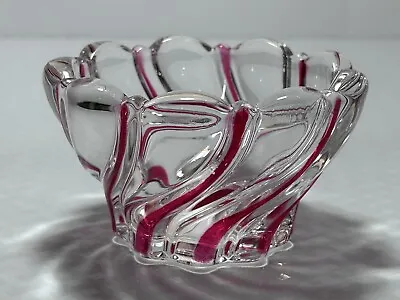 Vintage Mikasa Peppermint Red Swirl Candy Dish Scalloped Edges • $20